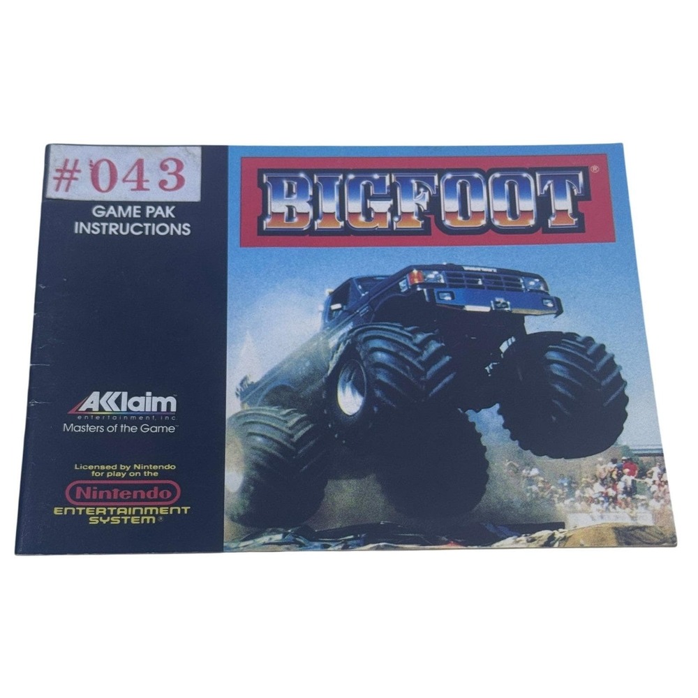 Bigfoot Nintendo NES Game‎ Manual Only Acclaim Entertainment